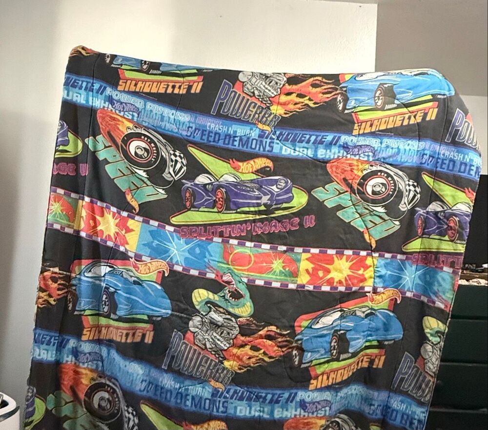 1997 RARE Mattel Hot Wheels Vintage Quilted Comforter Blanket Twin Size